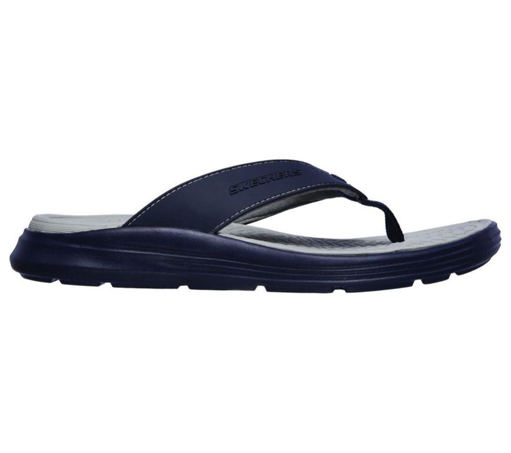 Skechers Relaxed Fit: Sargo - Sunview Men's Flip Flops Navy Grey | AWKI87062