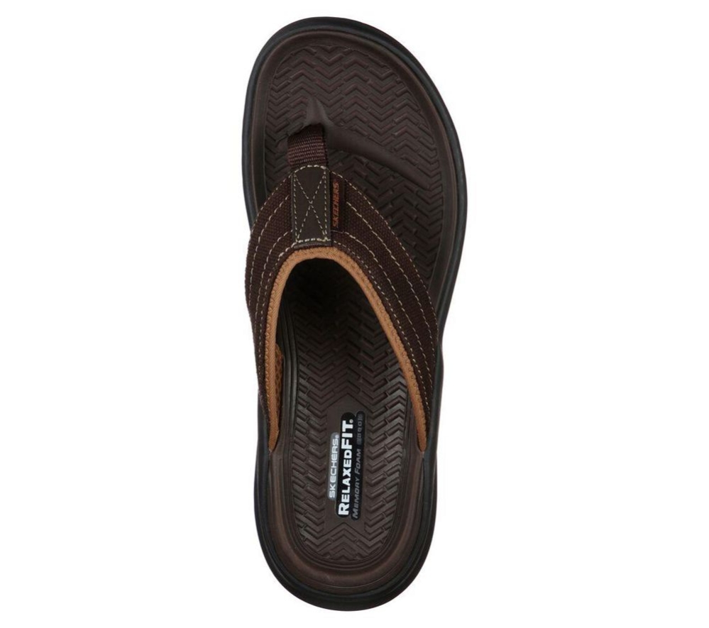 Skechers Relaxed Fit: Sargo - Wolters Men's Flip Flops Brown | MJNG93078