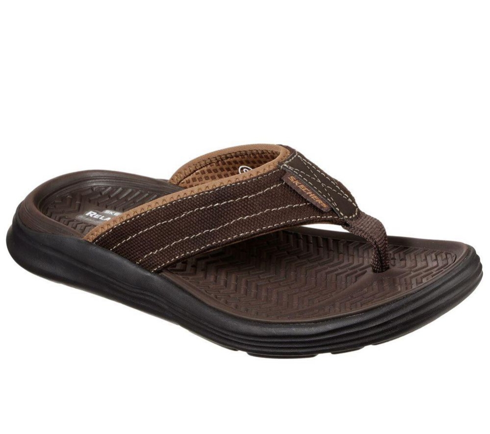 Skechers Relaxed Fit: Sargo - Wolters Men\'s Flip Flops Brown | MJNG93078