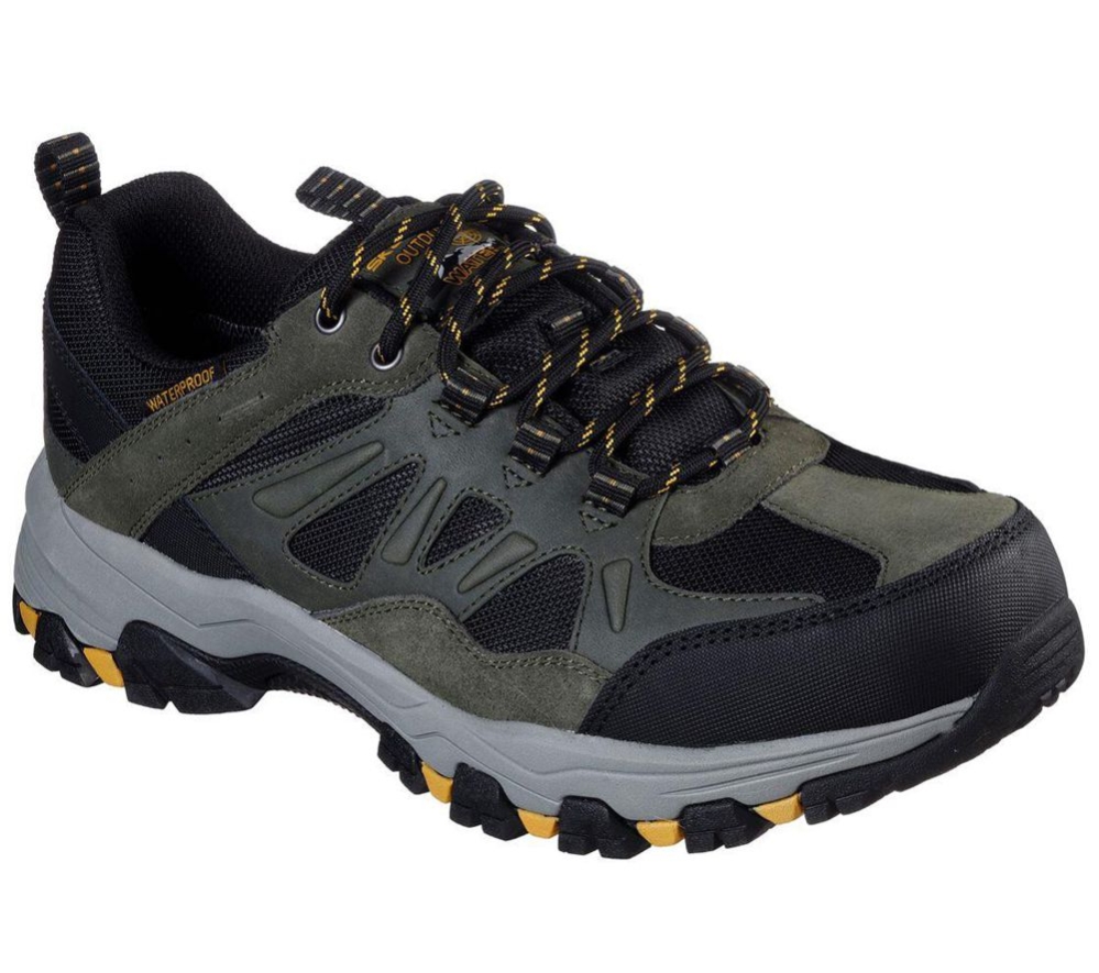 Skechers Relaxed Fit: Selmen - Enago Men\'s Hiking Shoes Green Black | EZLV90457