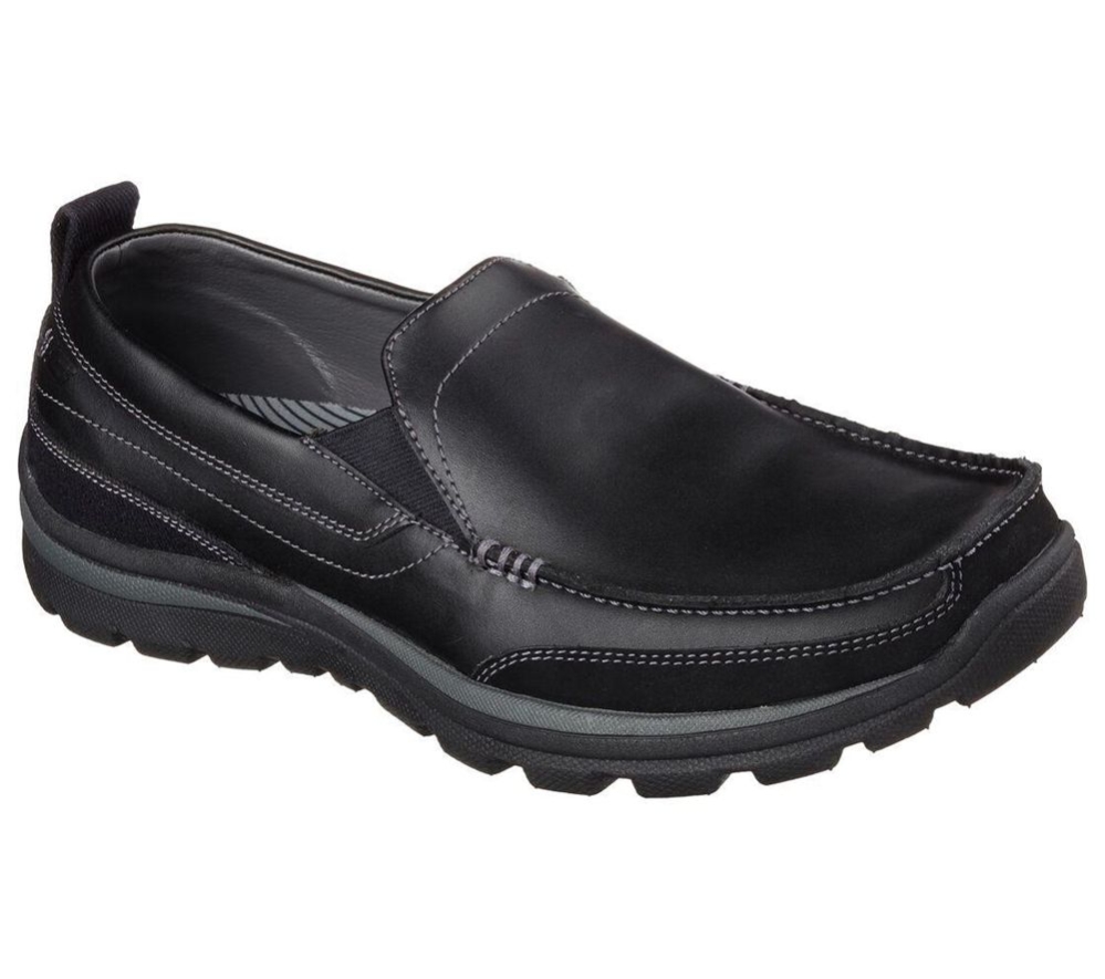 Skechers Relaxed Fit: Superior - Gains Men\'s Loafers Black | VBSM30528