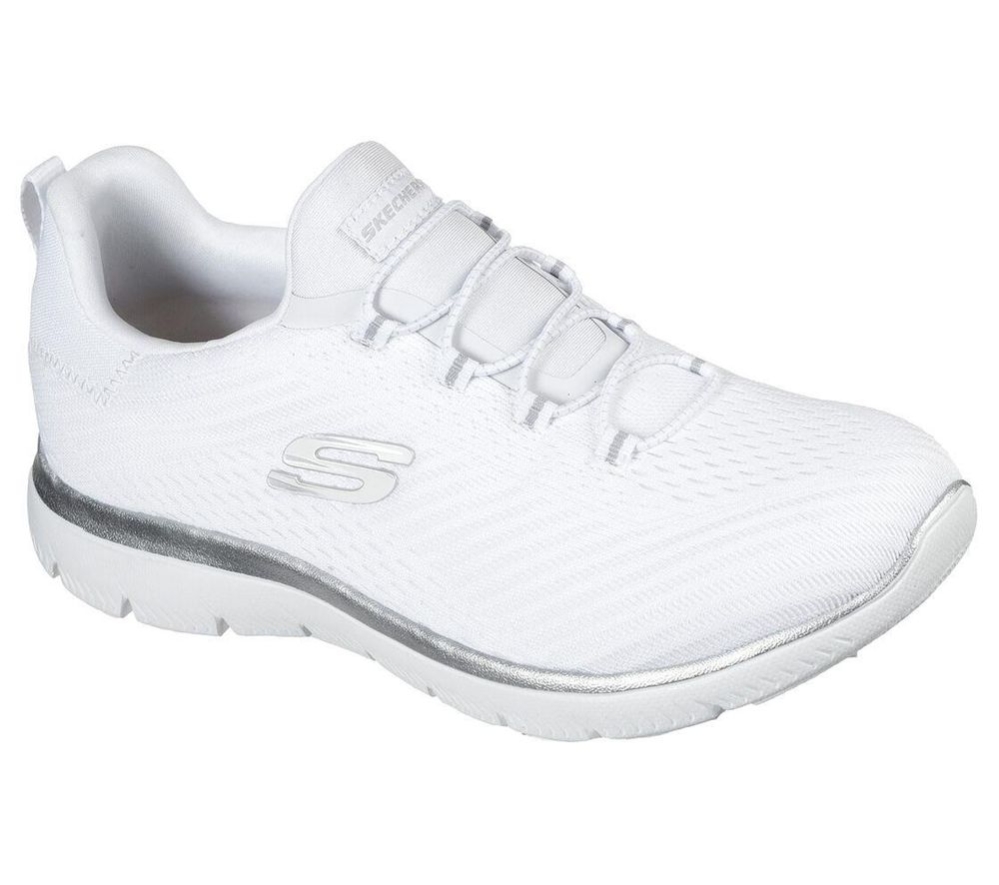 Skechers Summits - Fast Attraction Women\'s Trainers White Silver | ZCUI68253