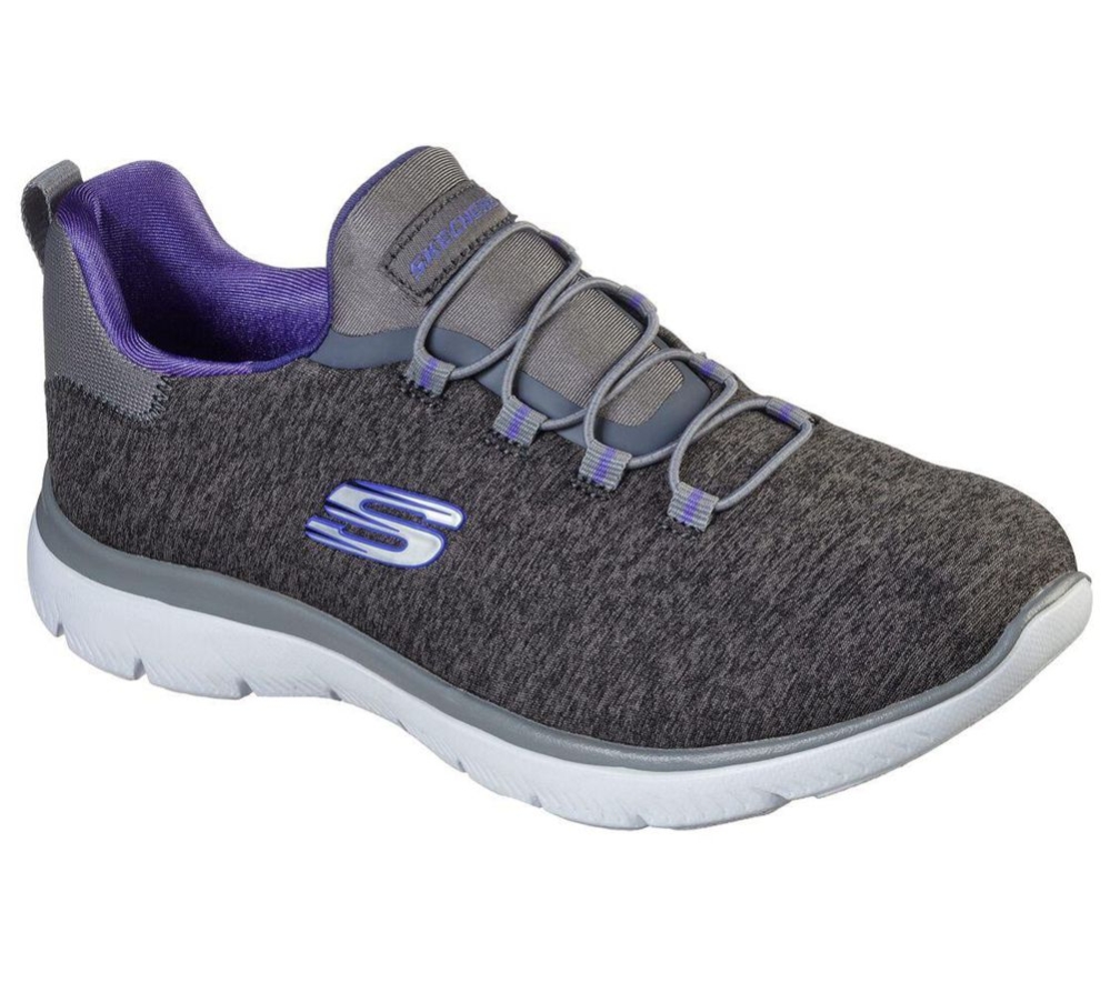 Skechers Summits - Quick Getaway Women\'s Trainers Grey Purple | GMVD71263