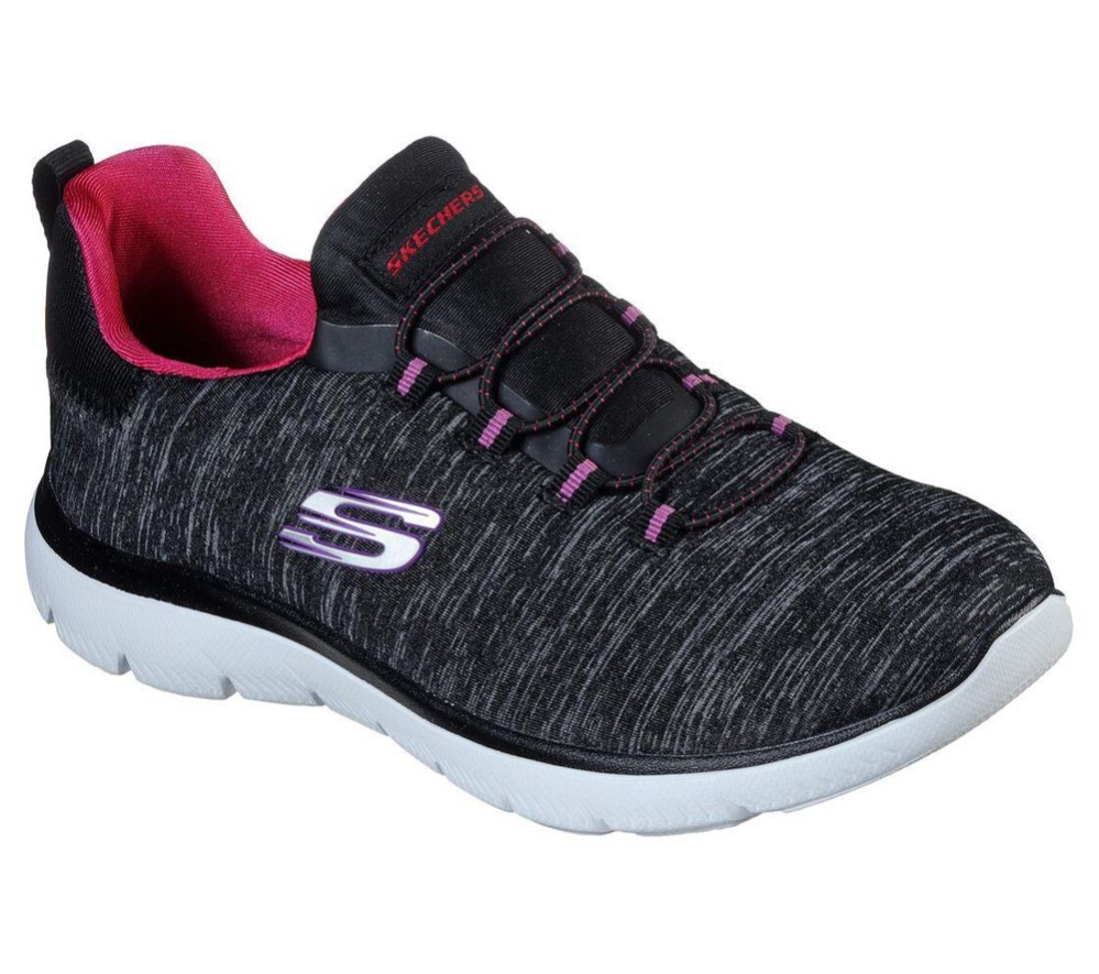 Skechers Summits - Quick Getaway Women\'s Trainers Black Pink | JAVY95860