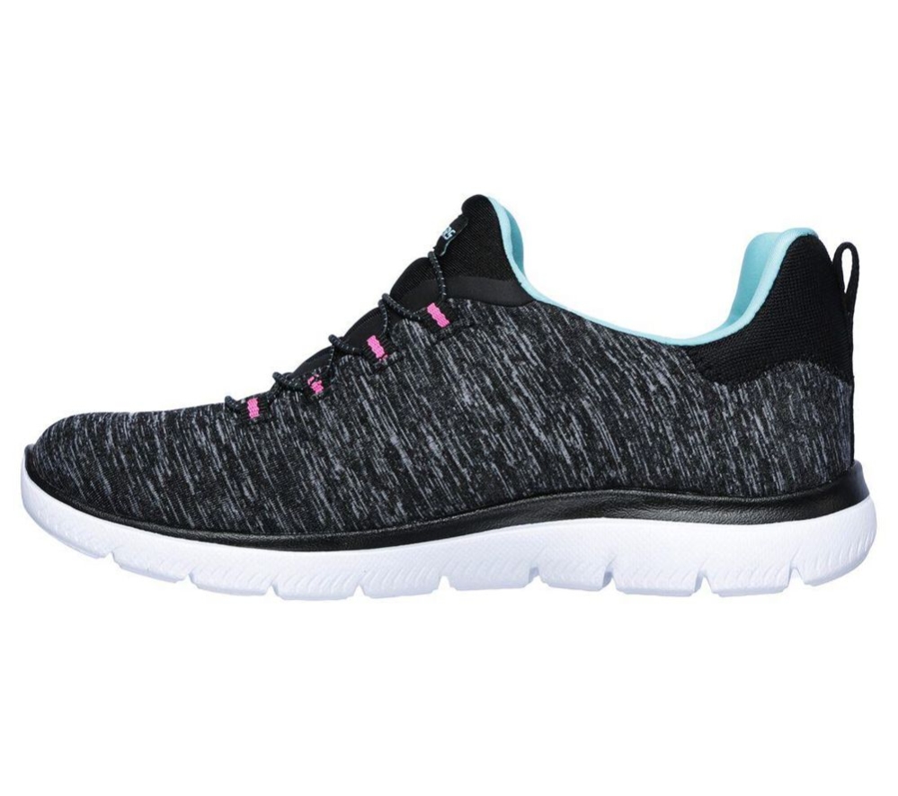 Skechers Summits - Quick Getaway Women's Trainers Black Blue Grey | LBOY25476