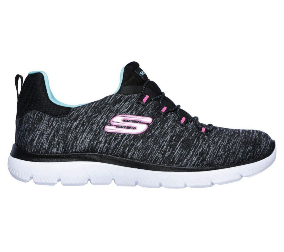 Skechers Summits - Quick Getaway Women's Trainers Black Blue Grey | LBOY25476