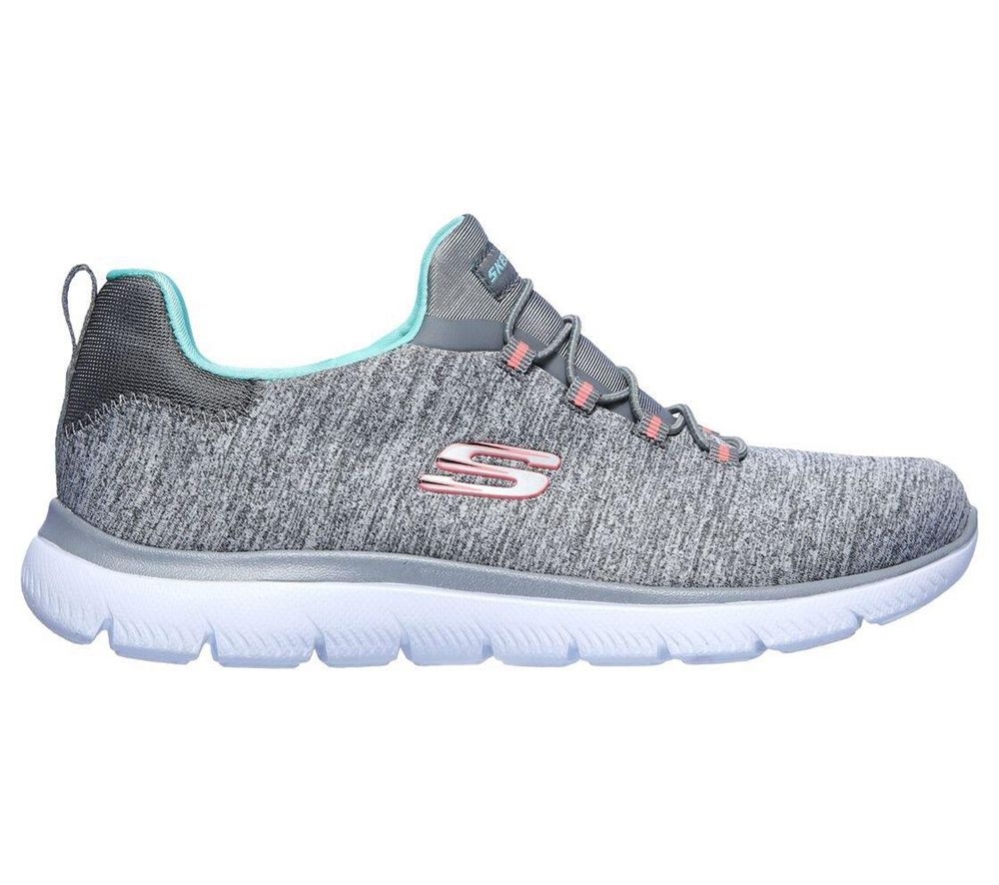 Skechers Summits - Quick Getaway Women's Trainers Grey Turquoise | YQHD25869