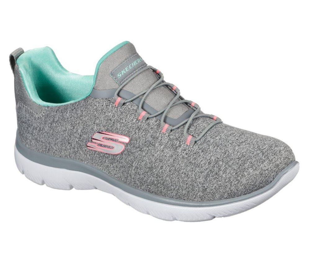 Skechers Summits - Quick Getaway Women\'s Trainers Grey Turquoise | YQHD25869