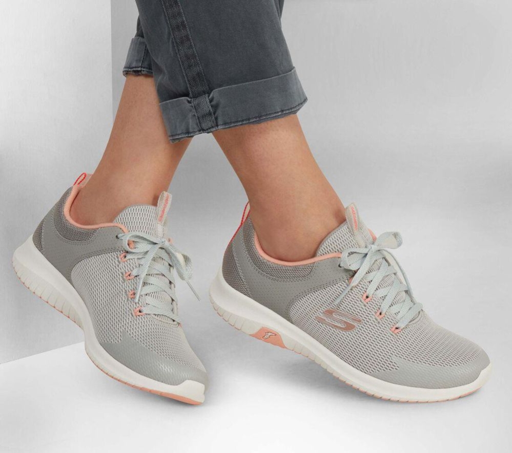 Skechers Ultra Flex Prime - Step Out Women's Walking Shoes Grey Pink | YPDM34107