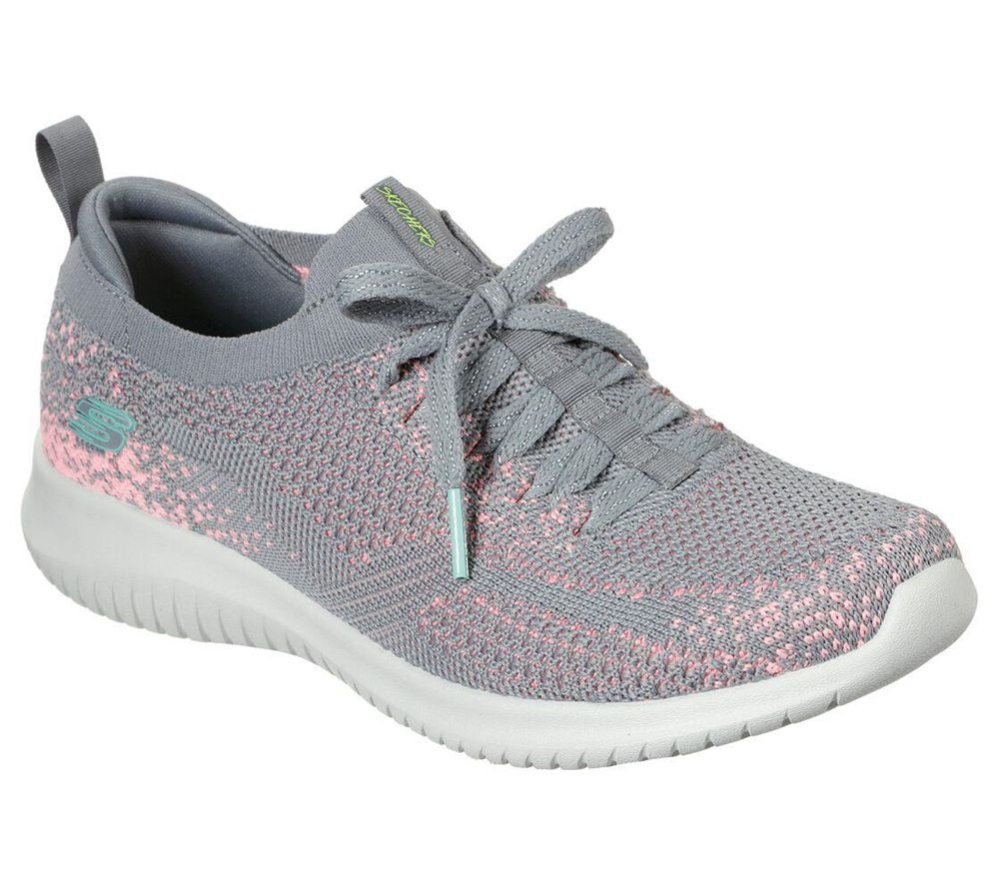 Skechers Ultra Flex - Twilight Twinkle Women\'s Trainers Grey Pink | KCQW31654