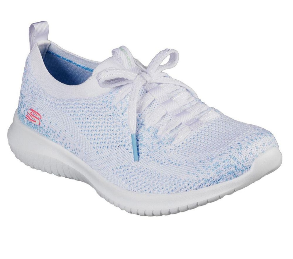 Skechers Ultra Flex - Twilight Twinkle Women\'s Trainers White Blue | TAVE81052