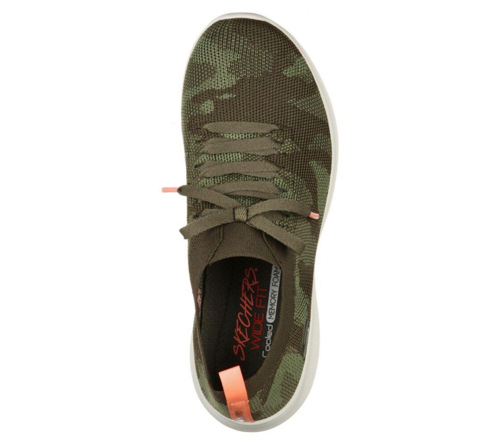 Skechers Ultra Flex - Wild Pursuer Women's Trainers Green Camouflage | ZASV40583