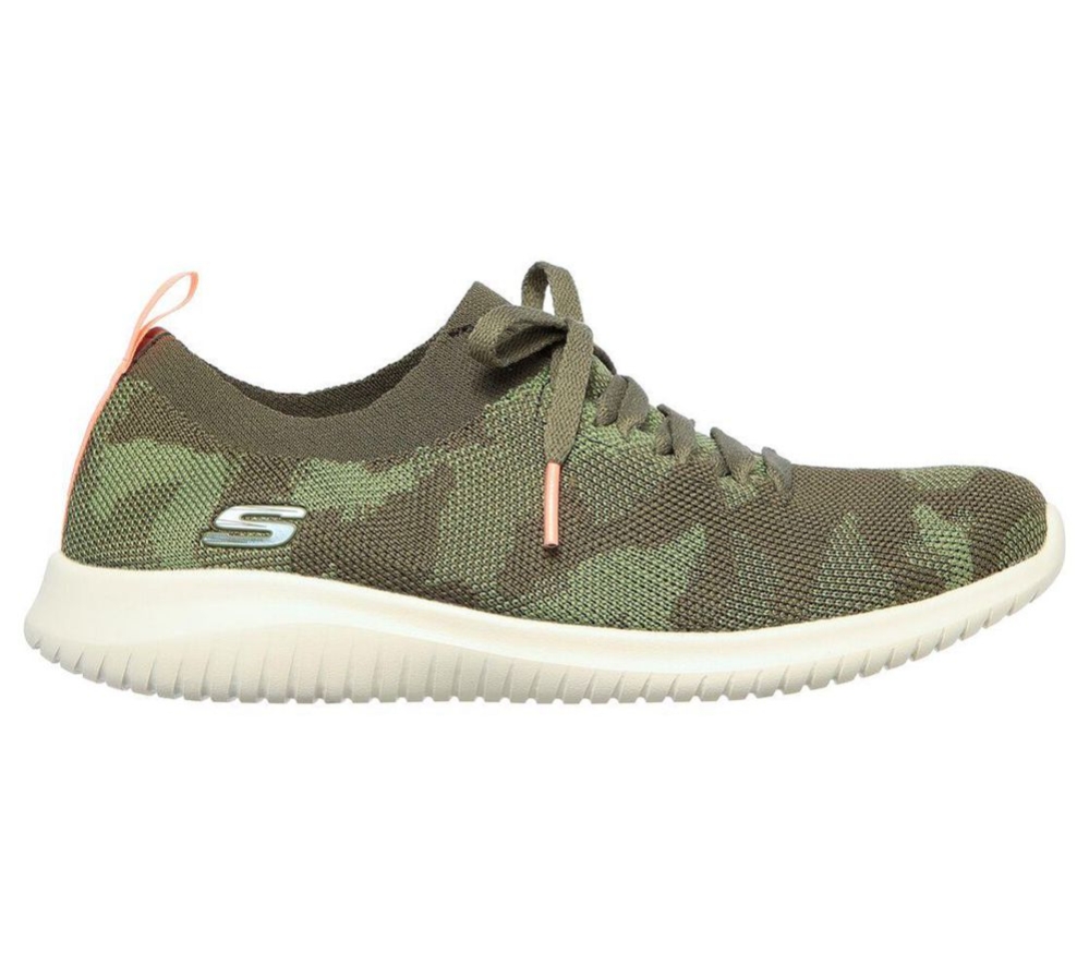 Skechers Ultra Flex - Wild Pursuer Women's Trainers Green Camouflage | ZASV40583