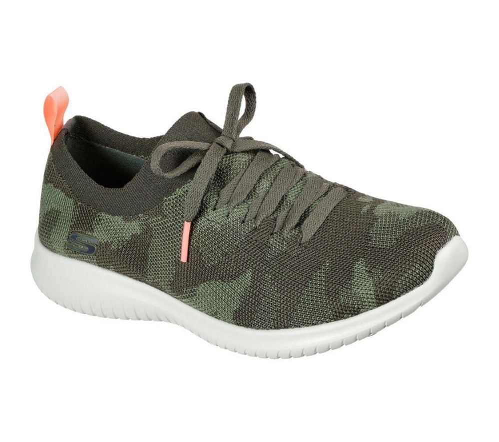 Skechers Ultra Flex - Wild Pursuer Women\'s Trainers Green Camouflage | ZASV40583