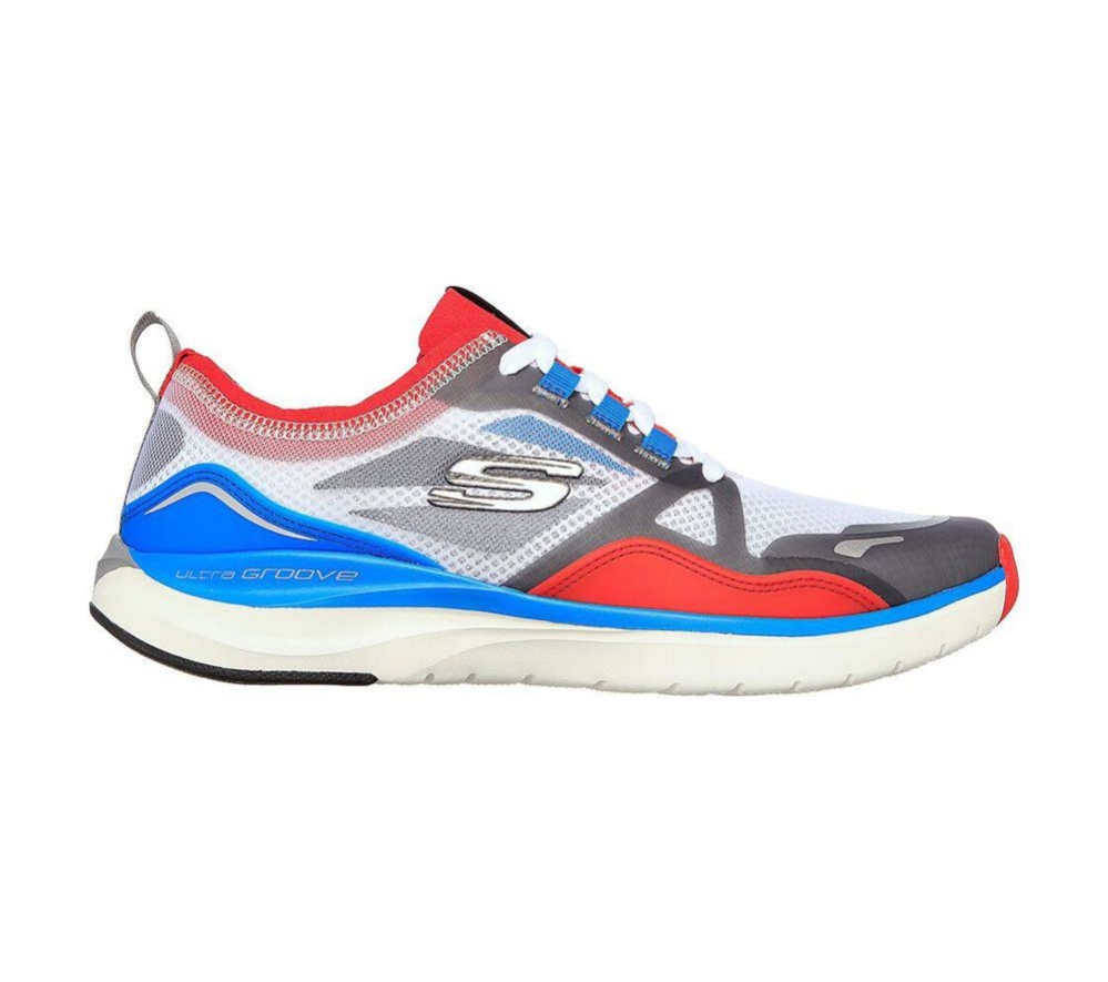 Skechers Ultra Groove - Fired Up Men's Training Shoes White Red Blue | YBMJ93540