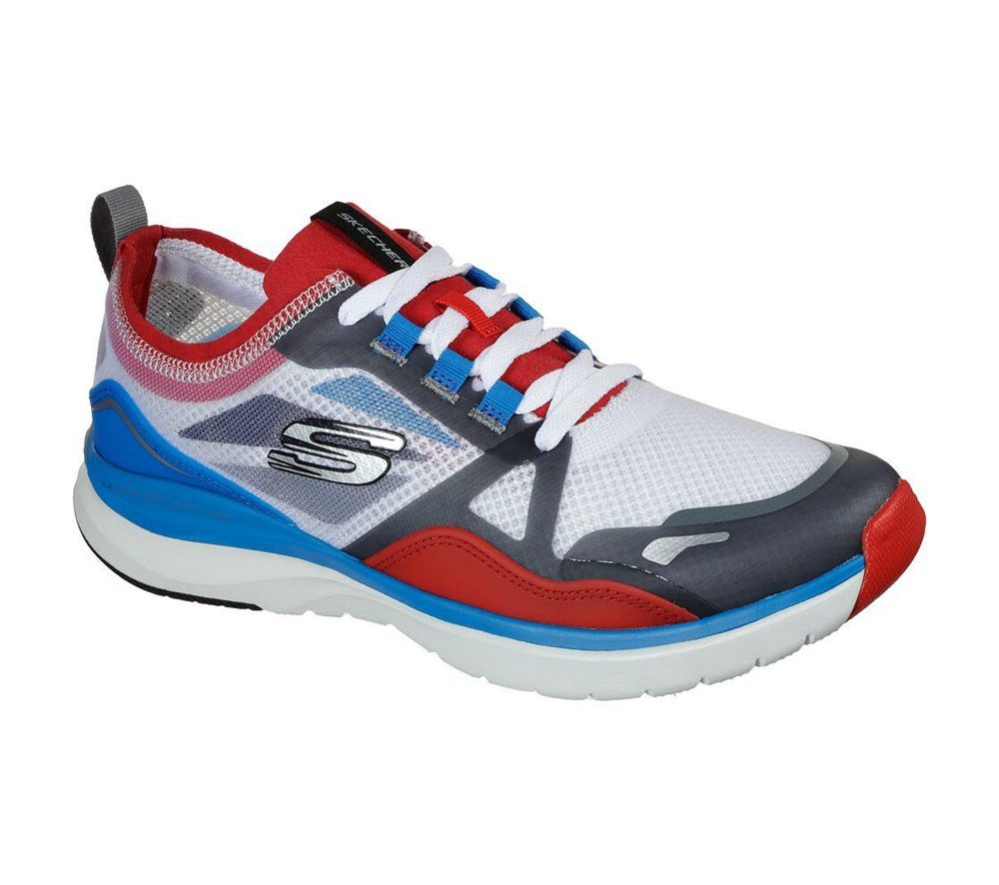 Skechers Ultra Groove - Fired Up Men\'s Training Shoes White Red Blue | YBMJ93540
