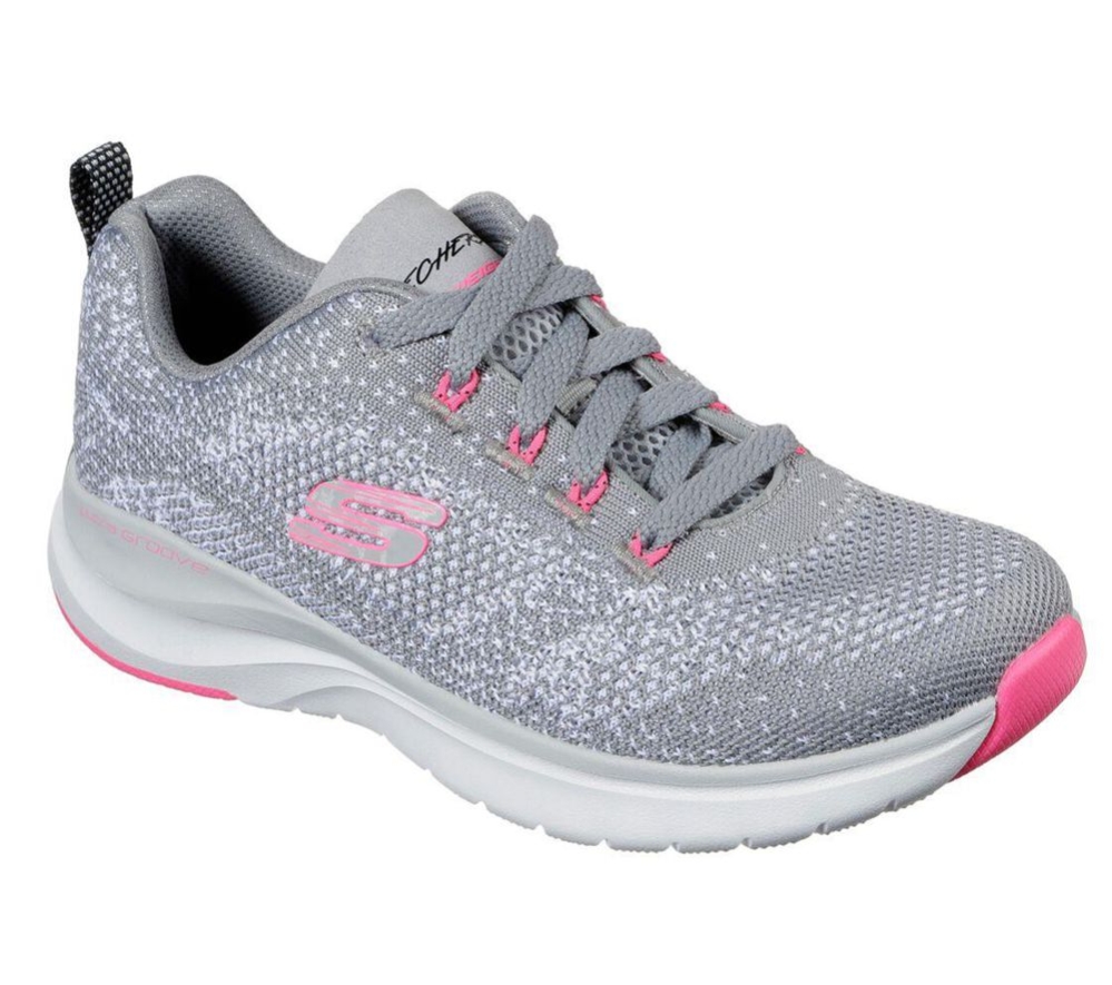 Skechers Ultra Groove Women\'s Training Shoes Grey Pink | JEGL16957