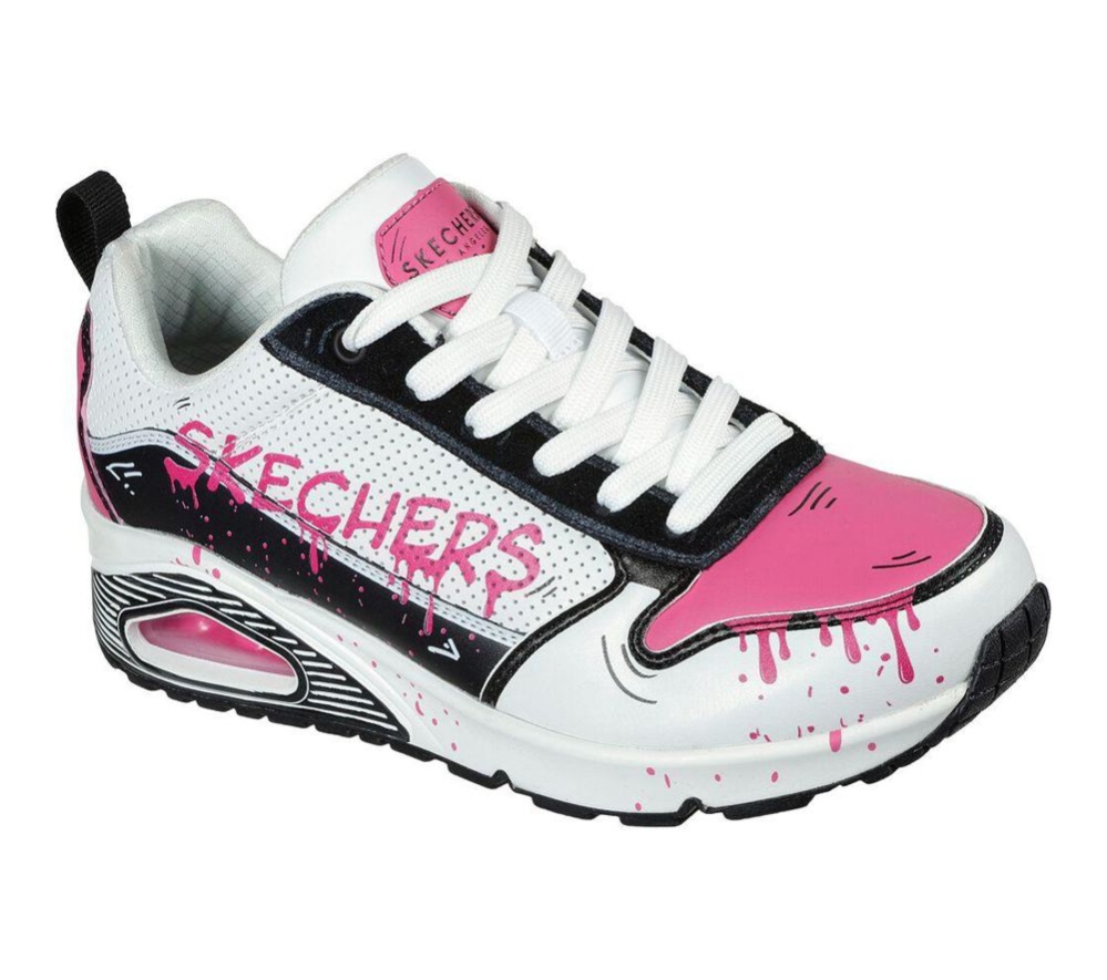 Skechers Uno - Drip Dry Women\'s Trainers White Black Pink | ANMB95743