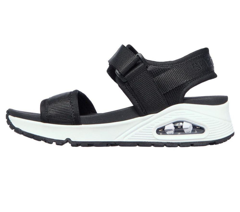 Skechers Uno - New Sesh Women's Sandals Black White | SLYG62873