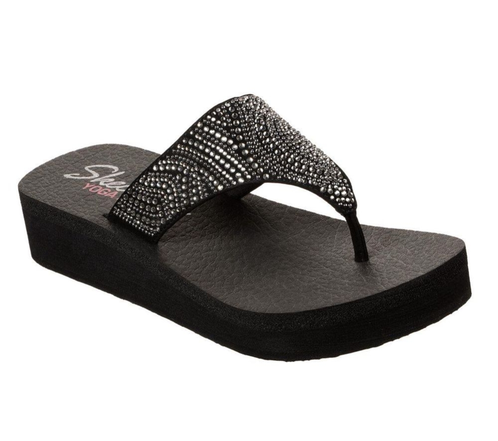 Skechers Vinyasa - Stone Candy Women\'s Flip Flops Black | SFZJ43521