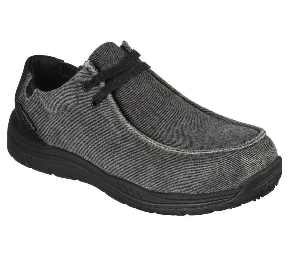 Skechers Work: Otsego - Onerous Alloy Toe Men\'s Loafers Black Grey | SVOZ96270