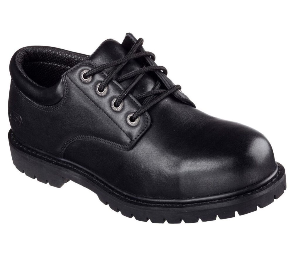 Skechers Work Relaxed Fit: Cottonwood - Elks SR Men\'s Oxford Shoes Black | OYTQ39875