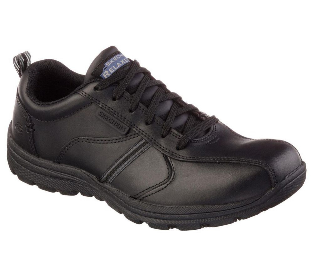 Skechers Work Relaxed Fit: Hobbes - Frat SR Men\'s Oxford Shoes Black | WGKT45923