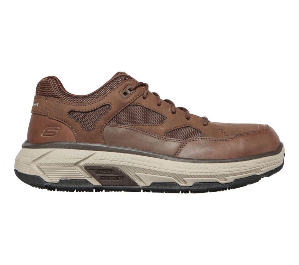 Skechers Work Relaxed Fit: Max Stout Alloy Toe Men's Trainers Brown | UAPR30519