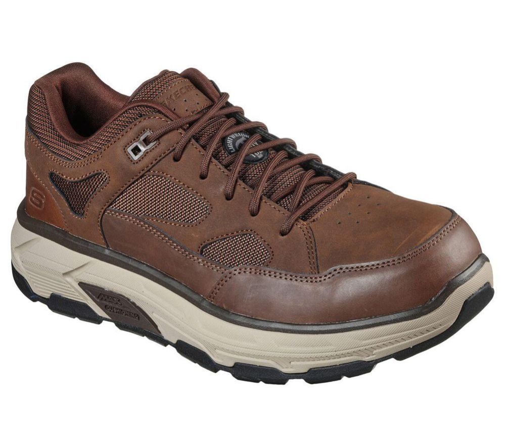 Skechers Work Relaxed Fit: Max Stout Alloy Toe Men\'s Trainers Brown | UAPR30519