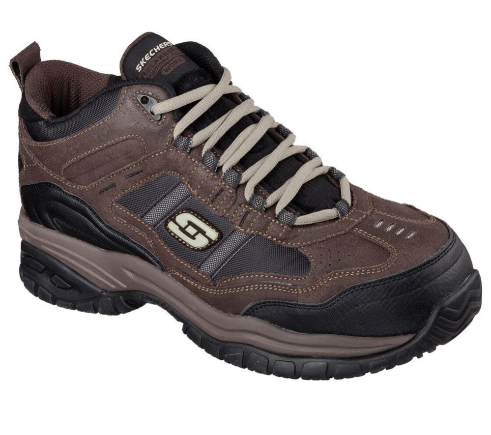 Skechers Work Relaxed Fit: Soft Stride - Canopy Comp Toe Men\'s Trainers Brown Black | ELAJ61803