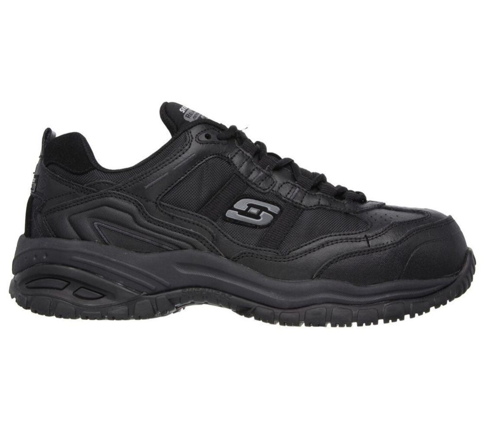 Skechers Work Relaxed Fit: Soft Stride - Grinnell Comp Men's Trainers Black | FOYI51680