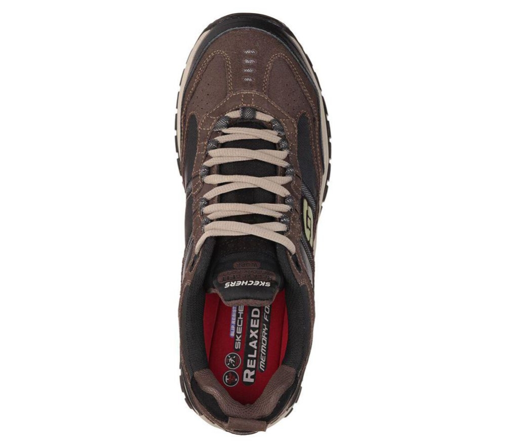 Skechers Work Relaxed Fit: Soft Stride - Grinnell Comp Men's Trainers Brown Black | VLYA65720