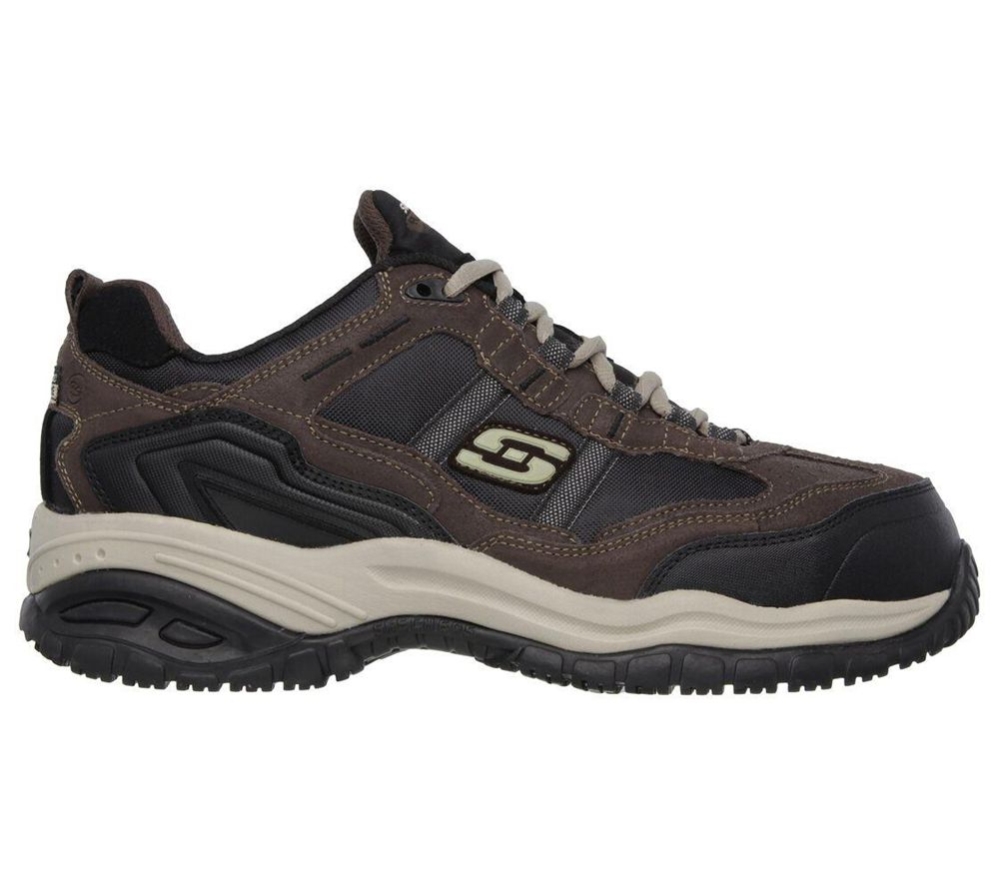 Skechers Work Relaxed Fit: Soft Stride - Grinnell Comp Men's Trainers Brown Black | VLYA65720