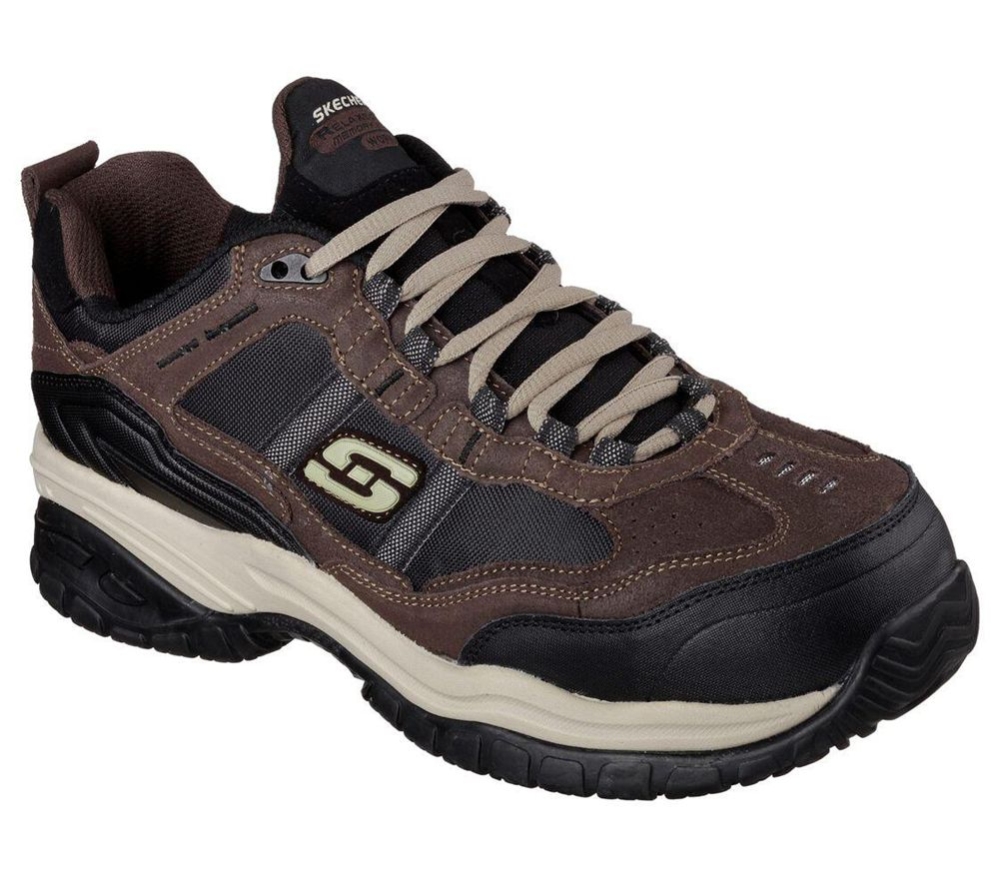 Skechers Work Relaxed Fit: Soft Stride - Grinnell Comp Men\'s Trainers Brown Black | VLYA65720