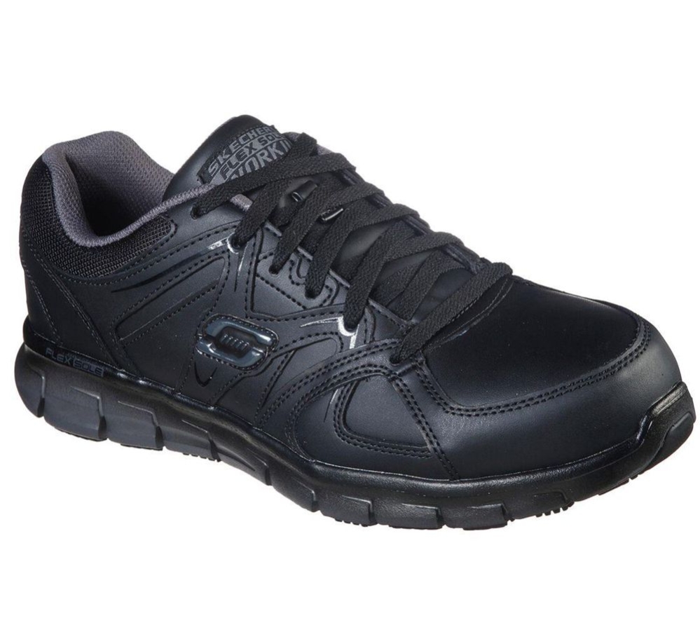 Skechers Work Relaxed Fit: Synergy - Ekron Alloy Toe Men\'s Trainers Black Grey | UDNV31549