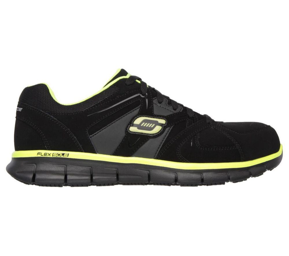 Skechers Work Relaxed Fit: Synergy - Ekron Alloy Toe Men's Trainers Black Yellow | WFJR86579