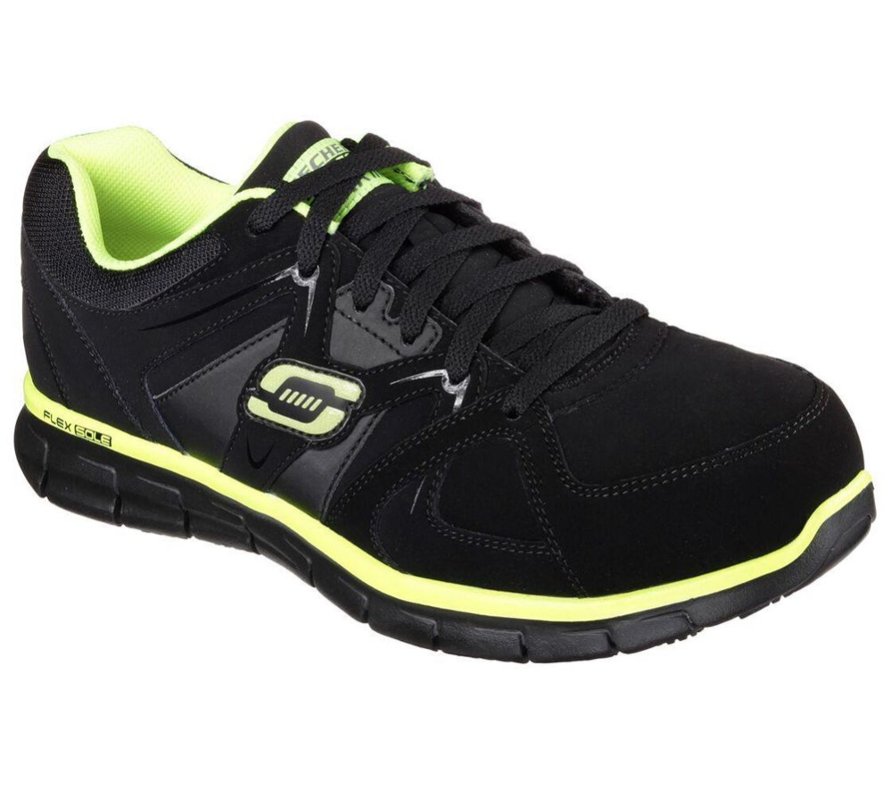 Skechers Work Relaxed Fit: Synergy - Ekron Alloy Toe Men\'s Trainers Black Yellow | WFJR86579