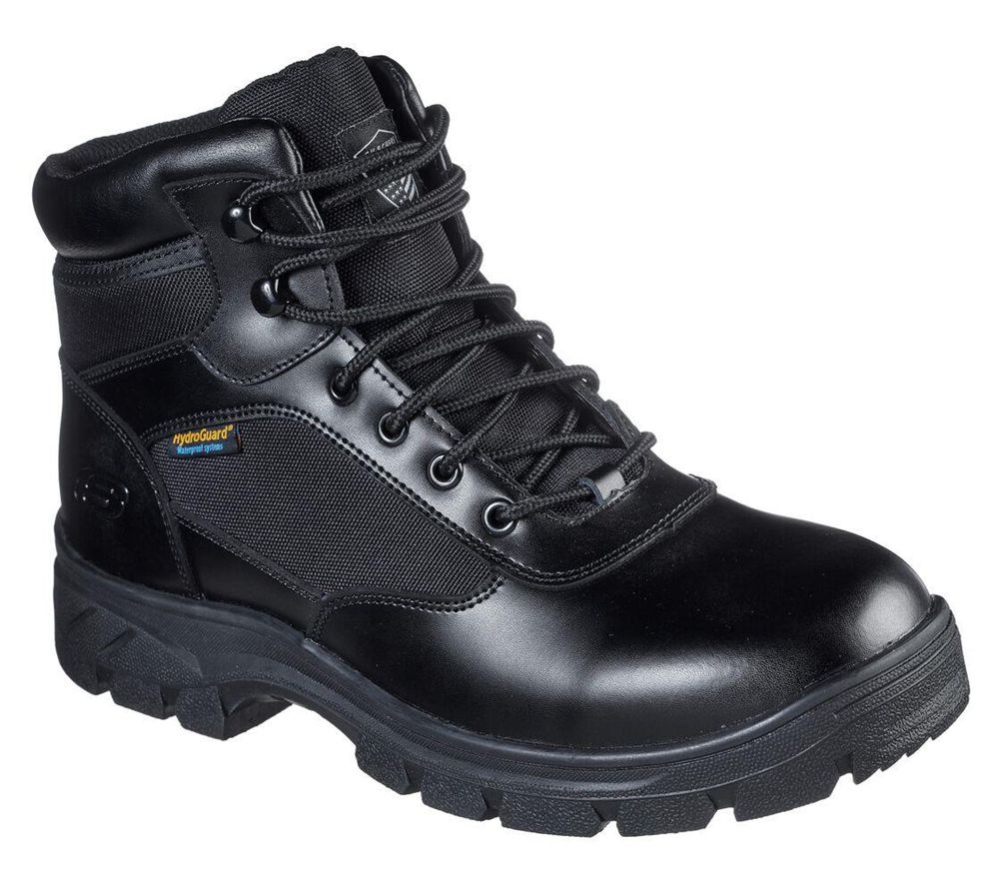 Skechers Work Relaxed Fit: Wascana - Benen WP Tactical Men\'s Work Boots Black | JHON12795