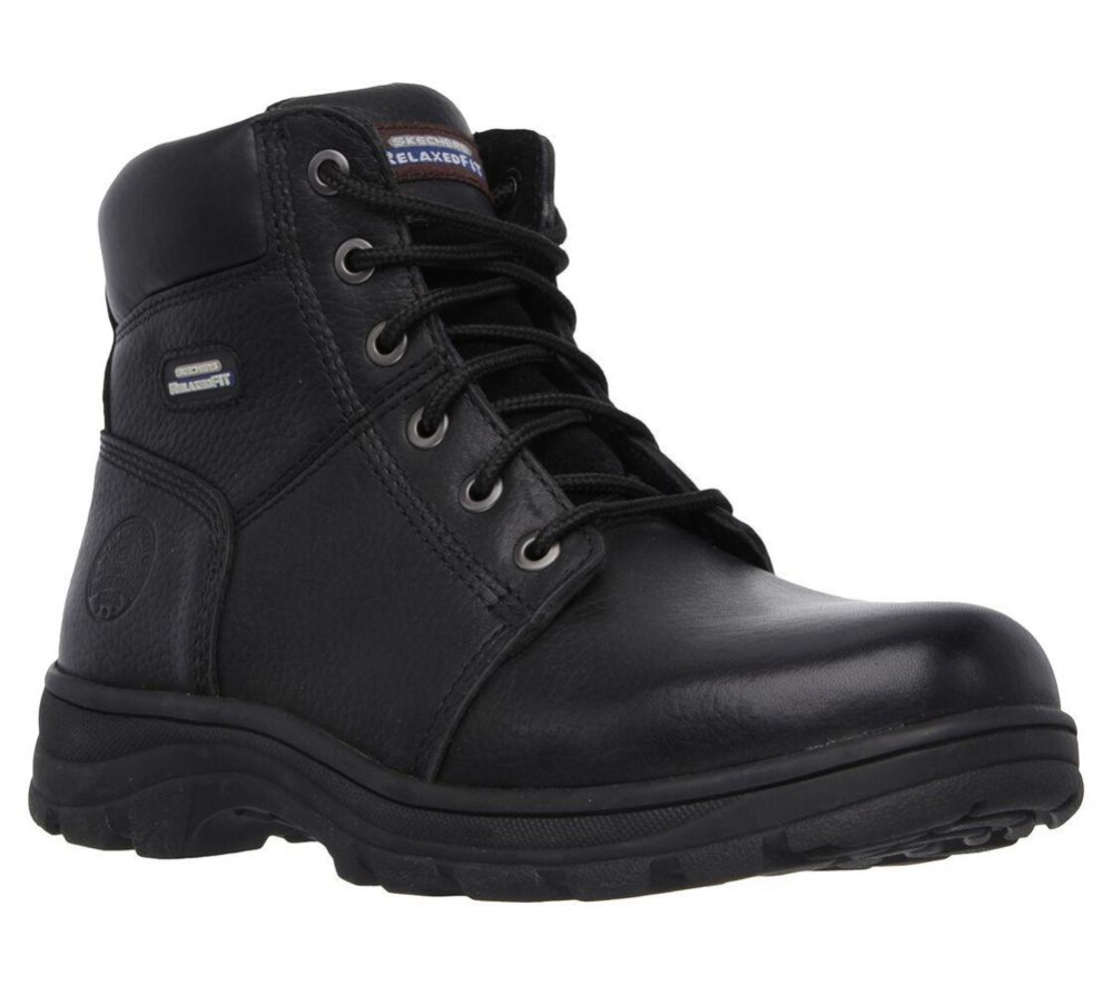 Skechers Work Relaxed Fit: Workshire - Condor Men\'s Work Boots Black | ZRLI67298