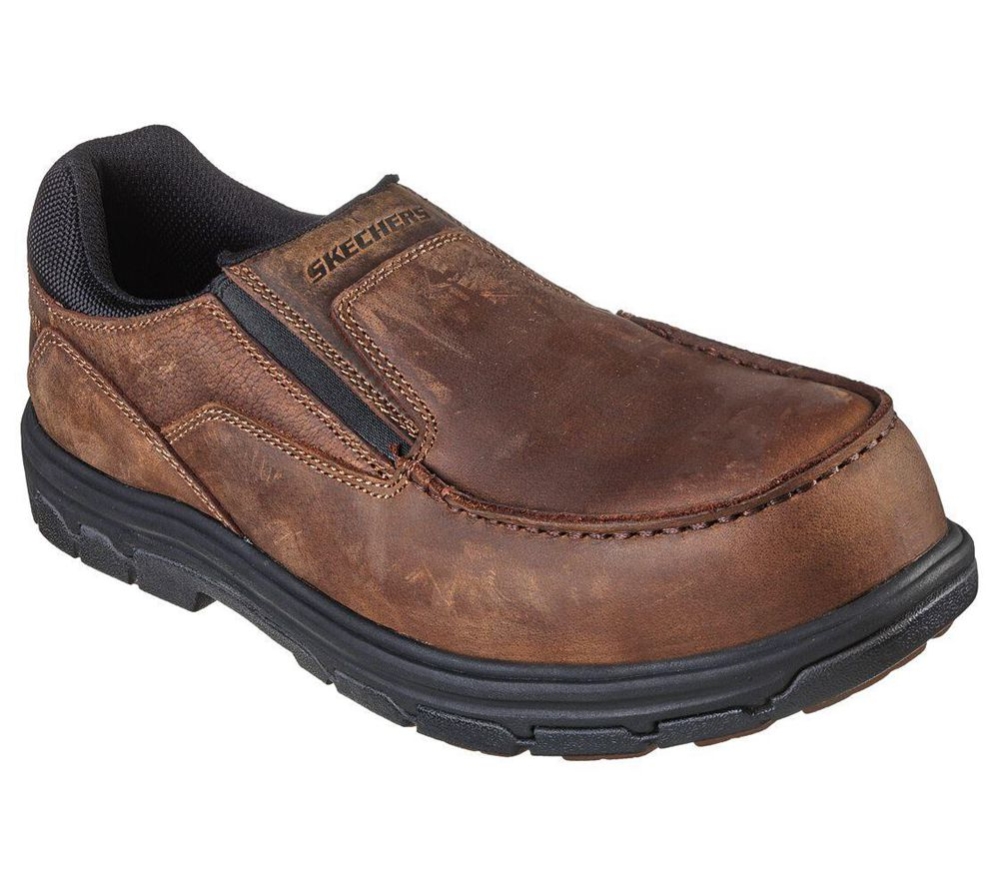 Skechers Work: Vicksburk - Rubustle Comp Toe Men\'s Loafers Brown | WMIB67390