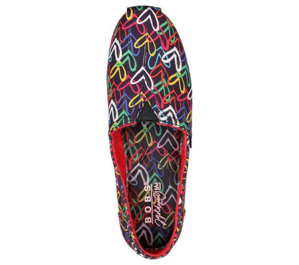 Skechers x JGoldcrown: BOBS Plush - Love Rules Women's Espadrilles Black Multicolor | FEDL43906