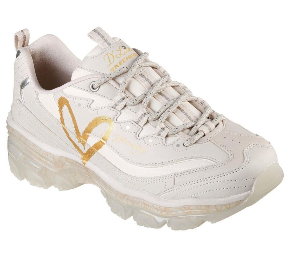 Skechers x JGoldcrown: D\'Lites Crystal - Love Keep Women\'s Trainers Beige | NZXP01439