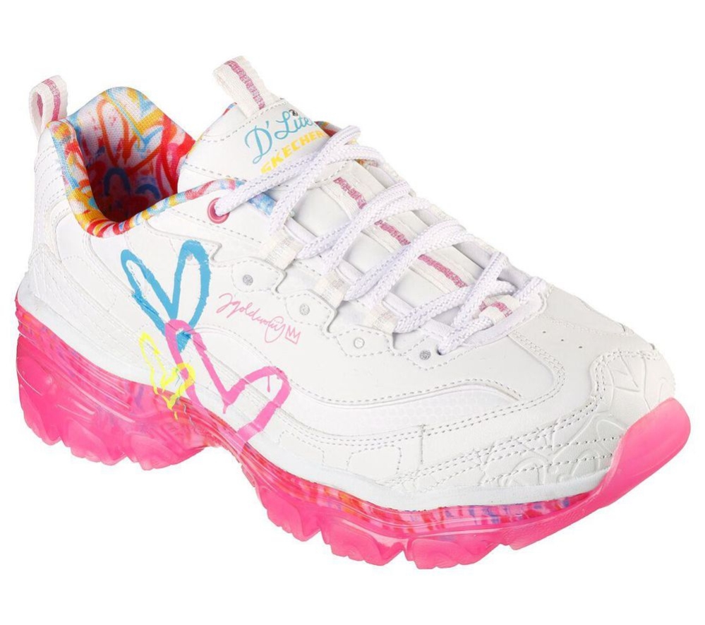 Skechers x JGoldcrown: D\'Lites Crystal - Love Perfect Women\'s Trainers White Multicolor | YJKW82056