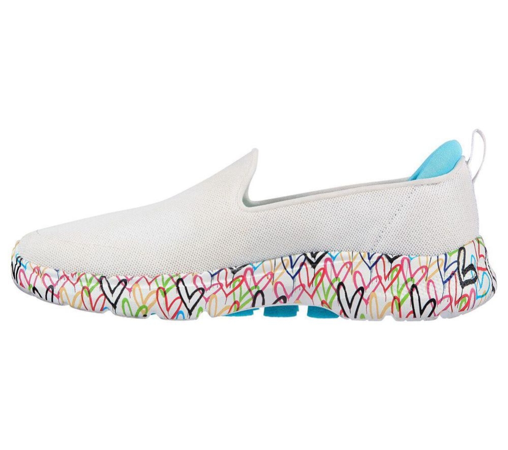 Skechers x JGoldcrown: GOwalk 6 - Iconic Hearts Women's Walking Shoes White Multicolor | OEWU35267