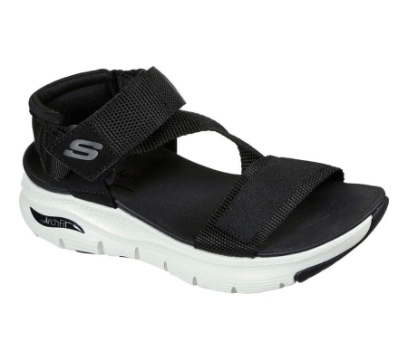 Skechers Arch Fit - Casual Retro Women's Sandals Black | UABV52706