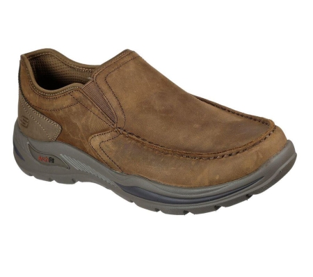 Skechers Arch Fit - Hust Men's Loafers Brown | MZDK71903