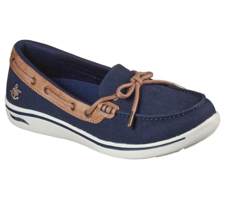 Skechers Arch Fit Uplift - Shoreline Women's Boat Shoes Navy Brown | INCQ76319