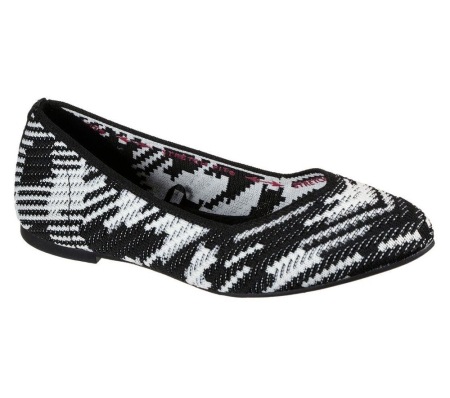 Skechers Cleo - Blurry Women's Slip On Shoes Black White | BSHT17946