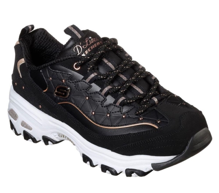 Skechers D'Lites - Glamour Feels Women's Trainers Black Rose Gold | BRYU85624