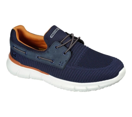 Skechers Del Retto - Clean Slate Men's Boat Shoes Navy Orange | KFVJ56234